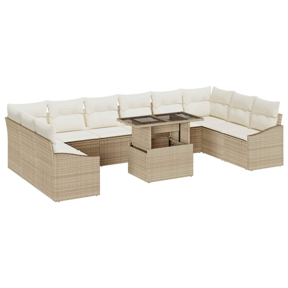 vidaXL Ensemble de canapés avec coussins 11 pcs Beige et Crème Polyrattan