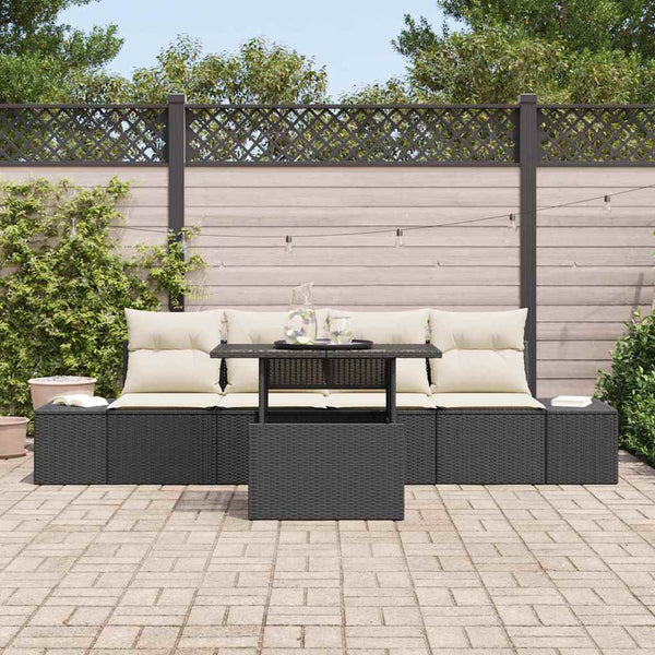 vidaXL Salon de jardin avec coussins 5 pcs noir et crème résine tressée