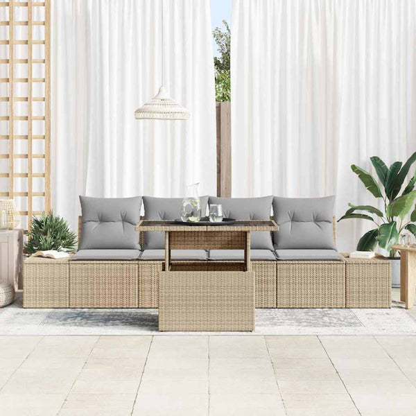 Poly Rattan Sofa Set Beige & Hellgrau 5-teilig