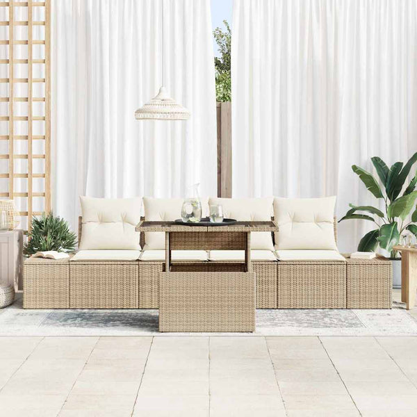 vidaXL Salon de jardin avec coussins 5 pcs Beige et crème résine tressée