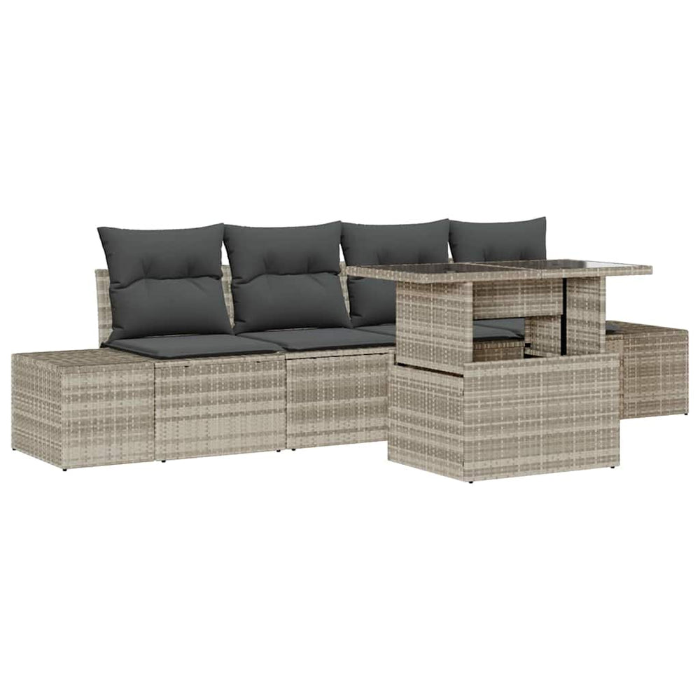 vidaXL Salon de jardin avec coussins 5 pcs Gris clair Résine tressée