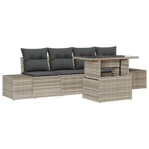 vidaXL Salon de jardin avec coussins 5 pcs Gris clair Résine tressée