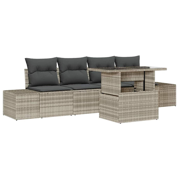 vidaXL Salon de jardin avec coussins 5 pcs Gris clair Résine tressée