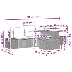 vidaXL Salon de jardin avec coussins 5 pcs Gris clair Résine tressée
