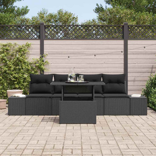 Poly Rattan Sofa Set Schwarz mit Kissen