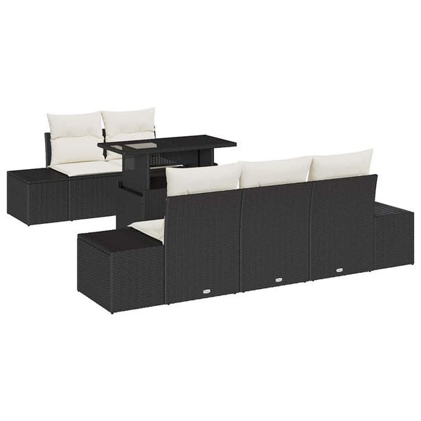 vidaXL Salon de jardin avec coussins 6 pcs Noir et crème Résine tressée