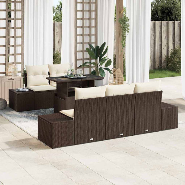 Poly-Rattan Sofa Set Braun & Creme