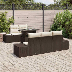 Poly-Rattan Sofa Set Braun & Creme