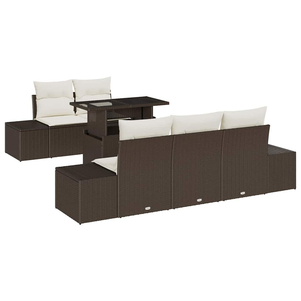 vidaXL Sofa Set with Cushions 6 pcs Brown and Cream Poly Rattan