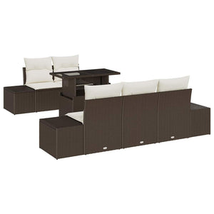 Poly-Rattan Sofa Set Braun & Creme