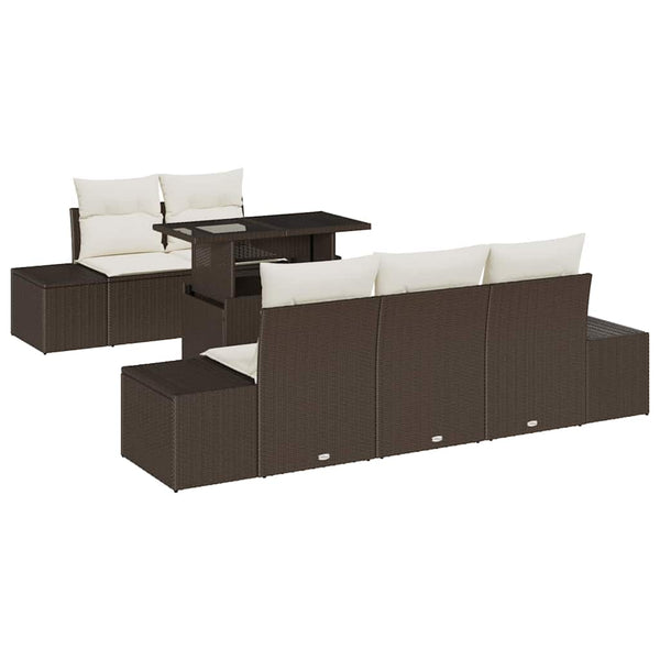 Poly-Rattan Sofa Set Braun & Creme