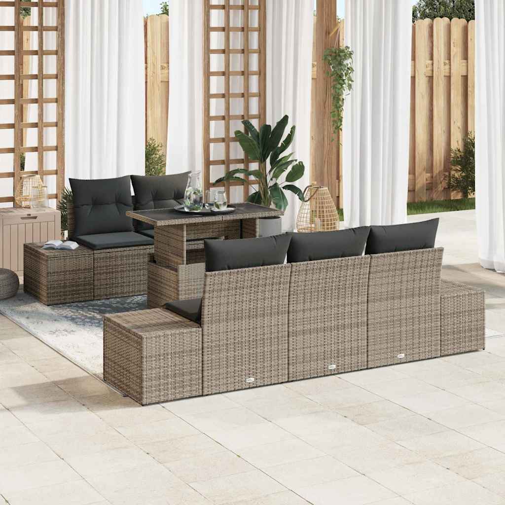 Poly Rattan Sofa Set Grau 6-teilig