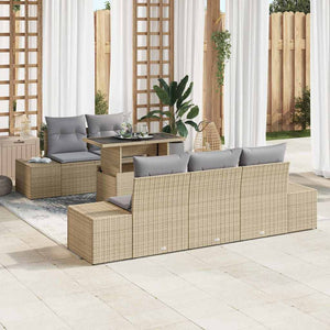 vidaXL Ensemble de canapés avec coussins 6 pcs Beige et Gris clair Résine tressée