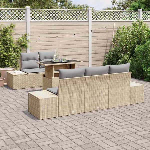 vidaXL Ensemble de canapés avec coussins 6 pcs Beige et Gris clair Résine tressée