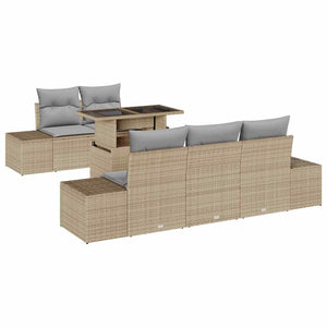 vidaXL Ensemble de canapés avec coussins 6 pcs Beige et Gris clair Résine tressée