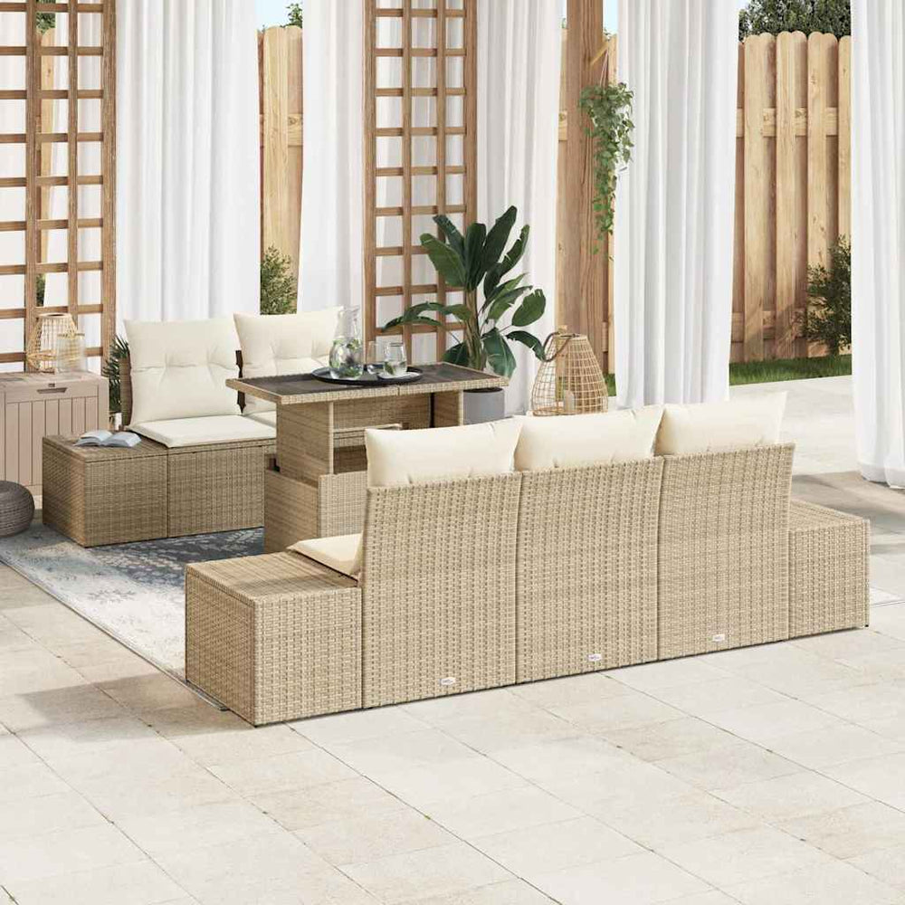 vidaXL Ensemble de canapés avec coussins 6 pcs Beige et crème Résine tressée