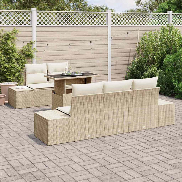 vidaXL Ensemble de canapés avec coussins 6 pcs Beige et crème Résine tressée