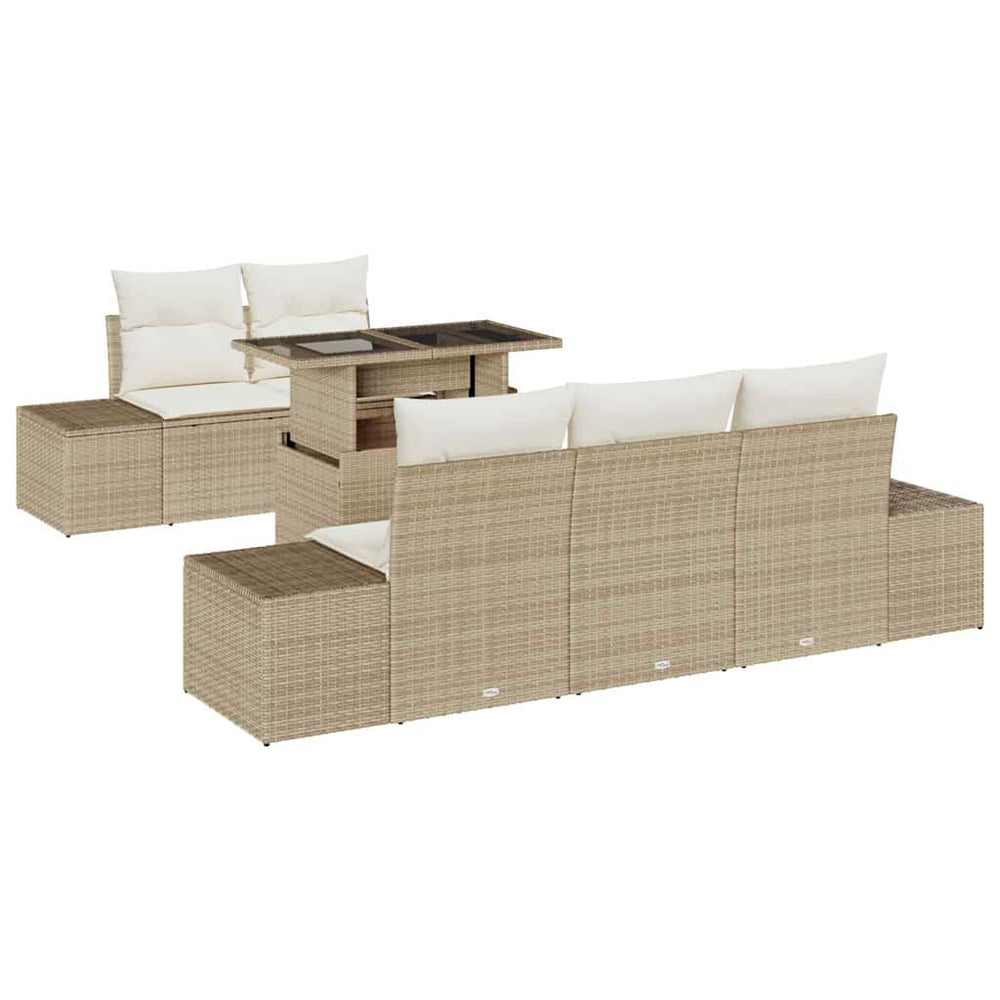 vidaXL Ensemble de canapés avec coussins 6 pcs Beige et crème Résine tressée