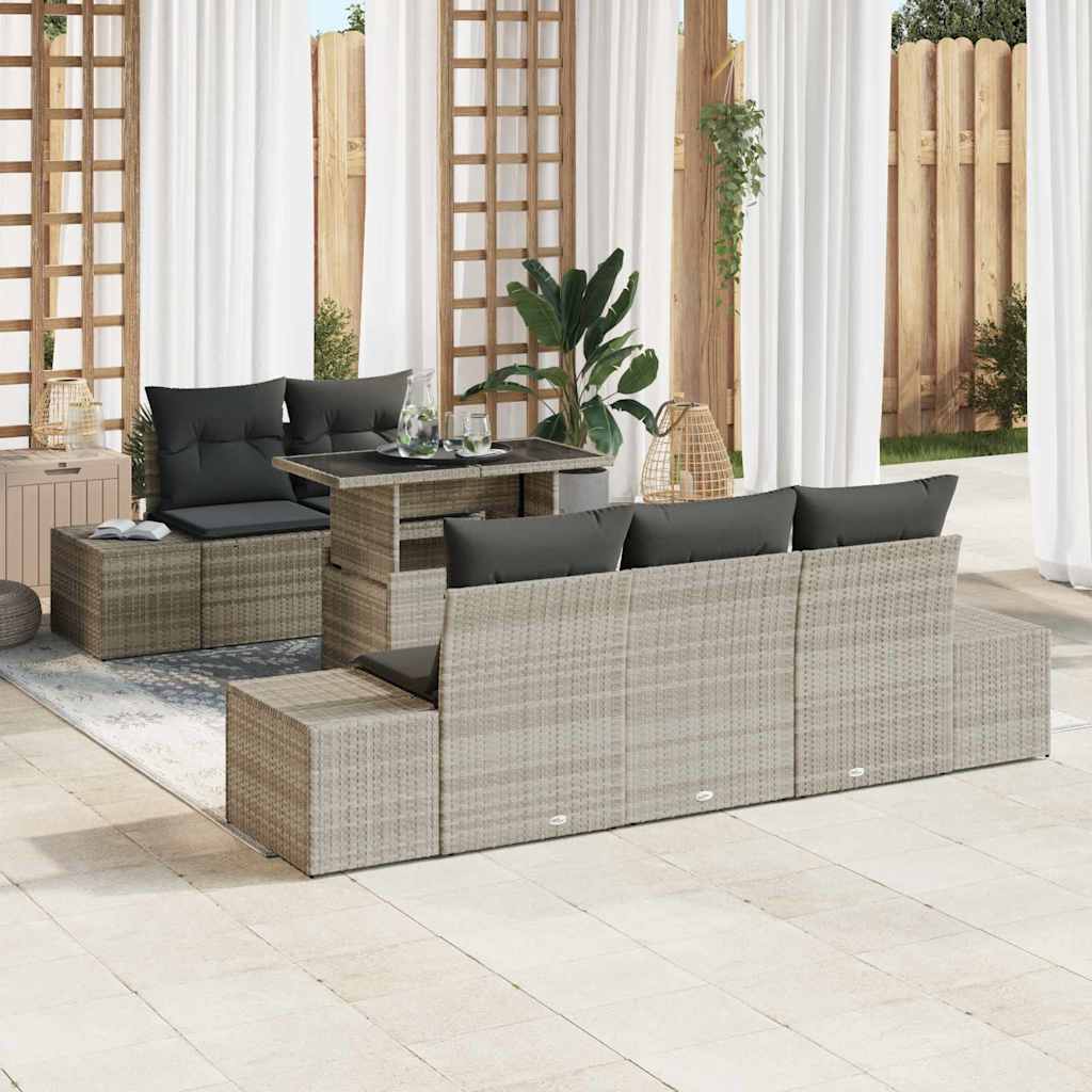 vidaXL Salon de jardin avec coussins 6 pcs Gris clair résine tressée
