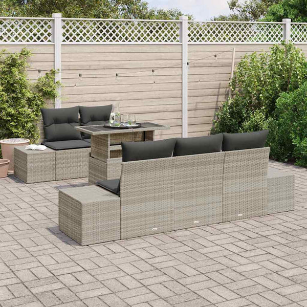 vidaXL Salon de jardin avec coussins 6 pcs Gris clair résine tressée