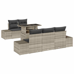 vidaXL Salon de jardin avec coussins 6 pcs Gris clair résine tressée