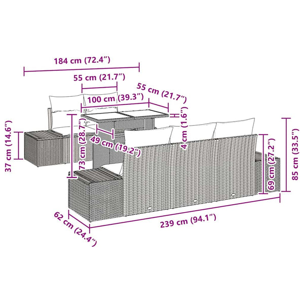 vidaXL Salon de jardin avec coussins 6 pcs Gris clair résine tressée