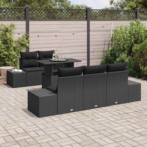 vidaXL Ensemble de canapés 6 pcs avec coussins en résine tressée Noir