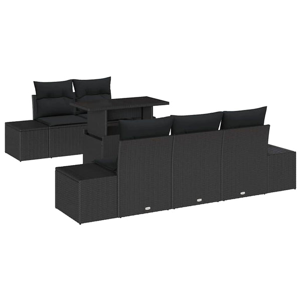vidaXL Ensemble de canapés 6 pcs avec coussins en résine tressée Noir