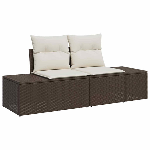 vidaXL Salon de jardin avec coussins 7 pcs Résine tressée Marron et Crème
