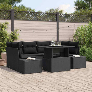 Poly Rattan Sofa Set 7-teilig mit Kissen