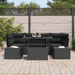 Poly Rattan Sofa Set 7-teilig mit Kissen