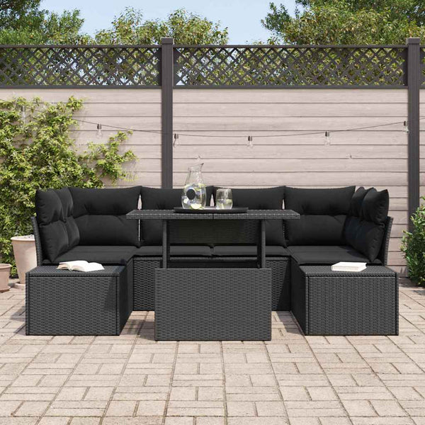 Poly Rattan Sofa Set 7-teilig mit Kissen