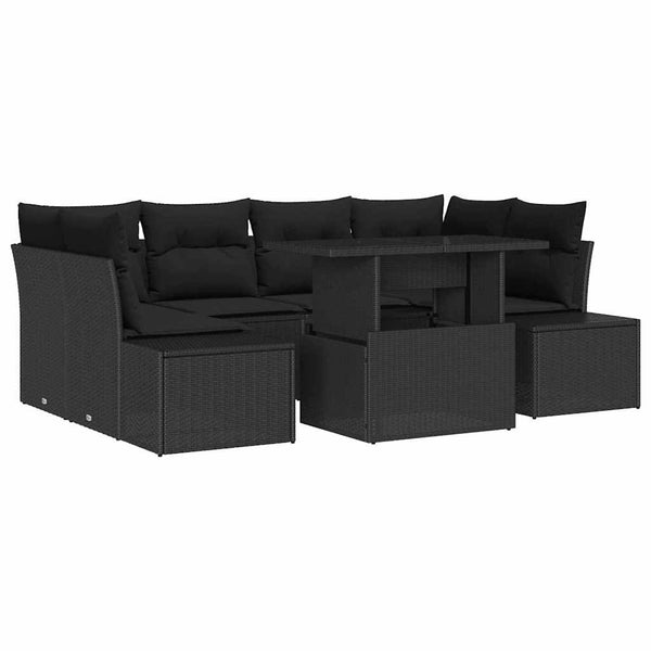 Poly Rattan Sofa Set 7-teilig mit Kissen