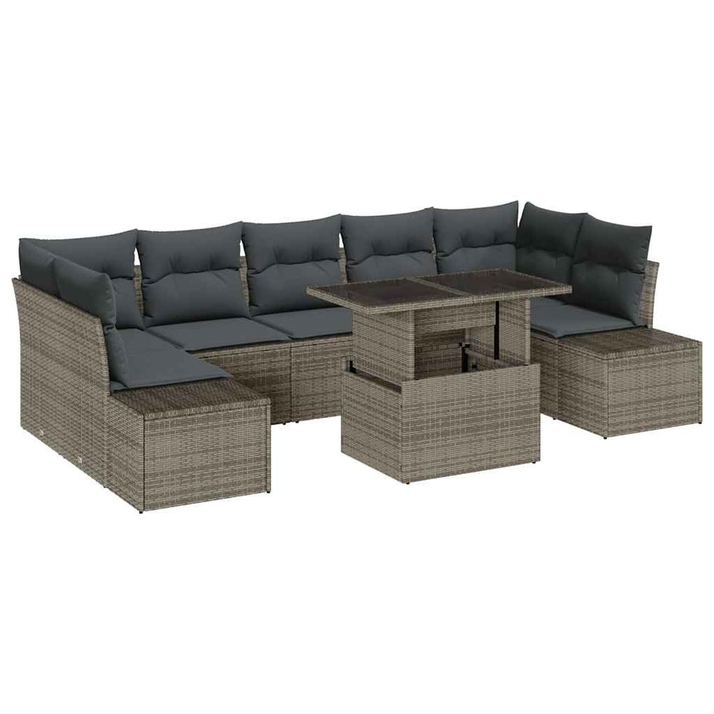 vidaXL Salon de jardin avec coussins 8 pcs Gris résine tressée