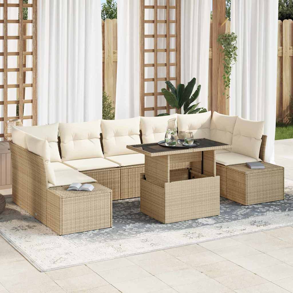 vidaXL Ensemble de canapés avec coussins 8 pcs Beige et crème résine tressée