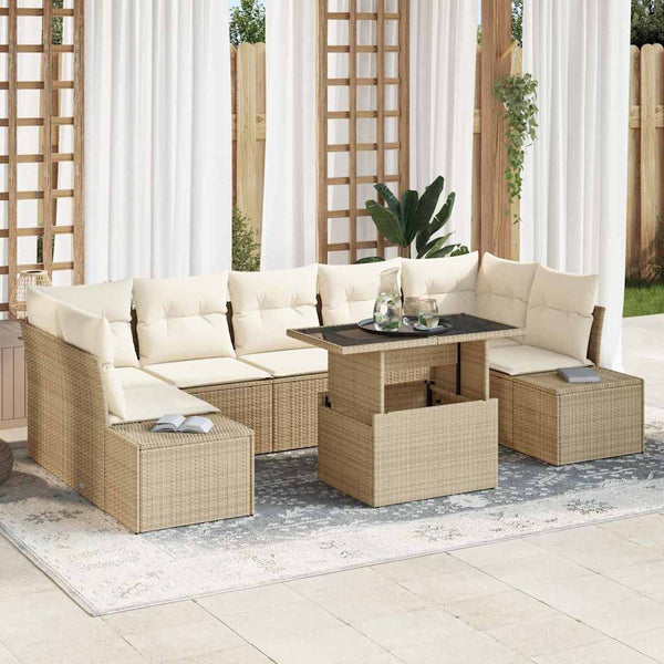 vidaXL Ensemble de canapés avec coussins 8 pcs Beige et crème résine tressée