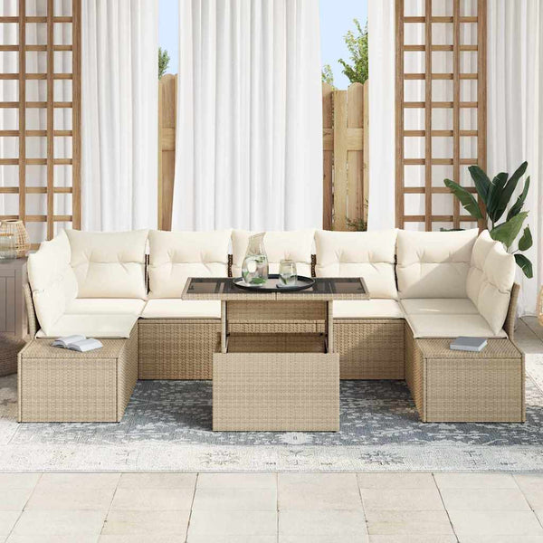 vidaXL Ensemble de canapés avec coussins 8 pcs Beige et crème résine tressée