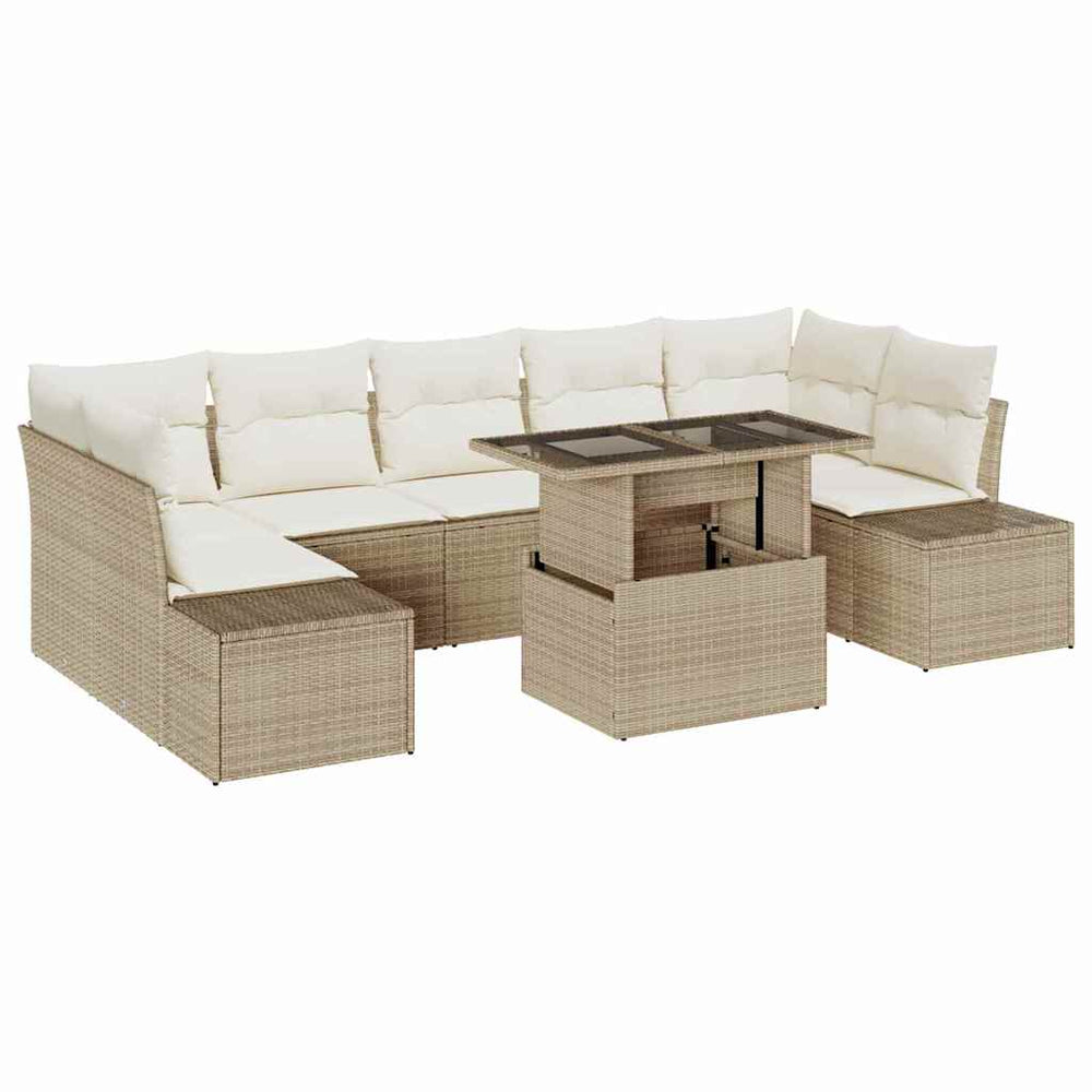 Poly Rattan Sofa Set Beige/Creme 8-teilig
