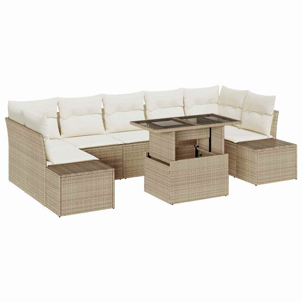 vidaXL Ensemble de canapés avec coussins 8 pcs Beige et crème résine tressée
