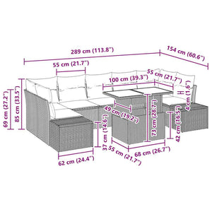 vidaXL Ensemble de canapés avec coussins 8 pcs Beige et crème résine tressée