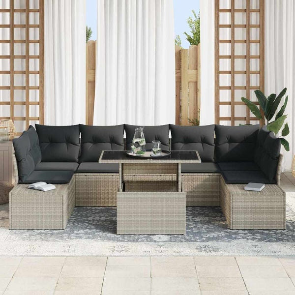 vidaXL Salon de jardin avec coussins 8 pcs Gris clair Résine tressée