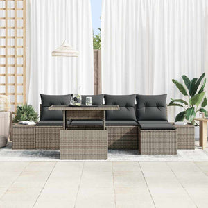 Gartensofa Set Grau Poly Rattan mit Kissen