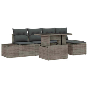 Gartensofa Set Grau Poly Rattan mit Kissen