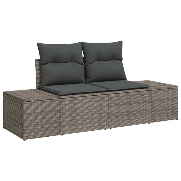 Gartensofa Set Grau Poly Rattan mit Kissen