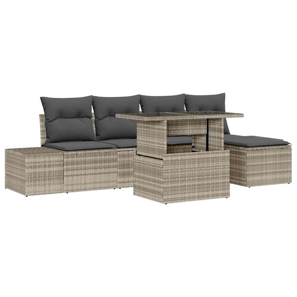 vidaXL Ensemble de canapés de jardin avec coussins 6 pcs Gris clair résine tressée