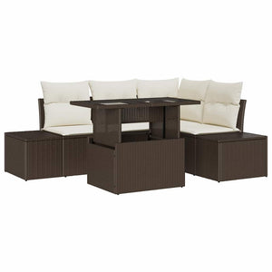 Gartensofa Set Braun Creme Poly-Rattan 5-teilig