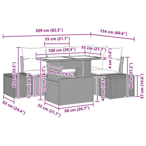 Gartensofa Set Hellgrau Poly-Rattan 5-teilig