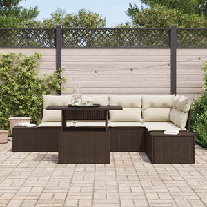 Garten Sofa Set Braun Poly Rattan 6-teilig