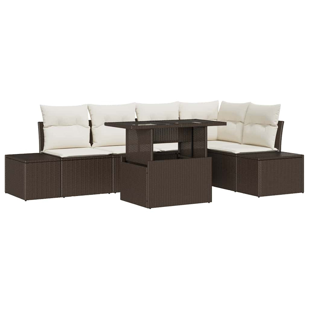 Garten Sofa Set Braun Poly Rattan 6-teilig