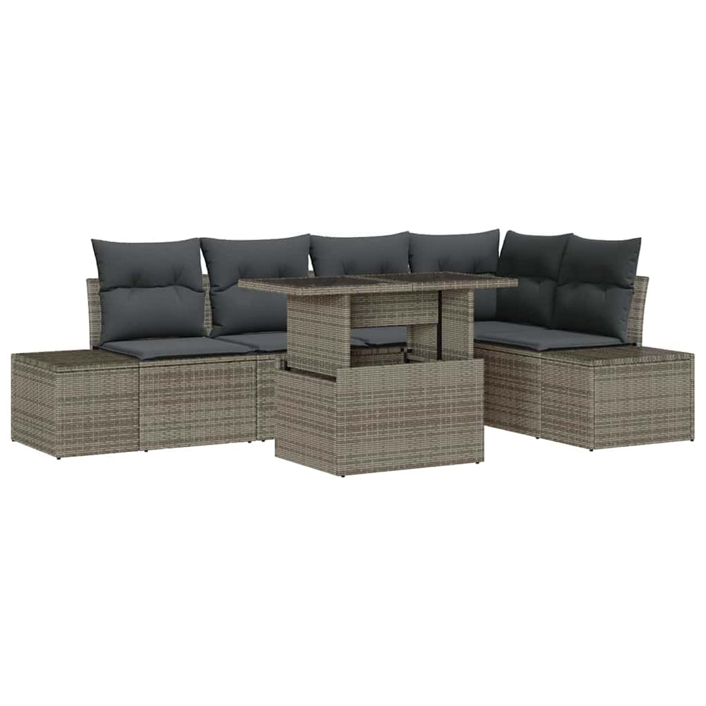 Garten Sofa Set Grau Poly Rattan 6-teilig
